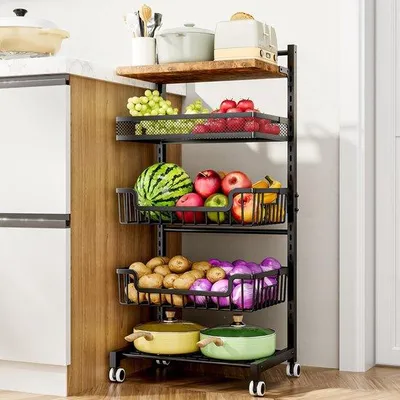 Immagine prodotto di Scaffale da cucina - 5 ripiani - Regolabile - Modello grande - Dotato di ruote - Scaffale per patate