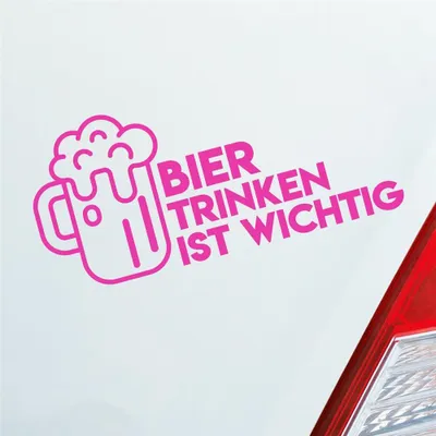 Produktbild von Auto Aufkleber Bier Trinken ist wichtig Saufen Party Feiern 19x9 cm Pink Sticker Heckscheibenaufkleber