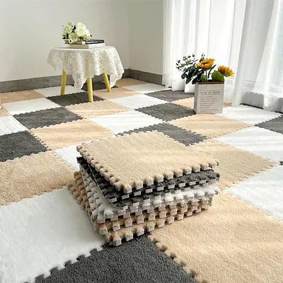 Produktbild von 18er EVA Puzzlematte für Babyzimmer Spielmatte Antirutsch Grau Beige