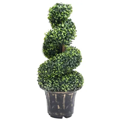 Produktbild von The Living Store Künstlicher Buchsbaum mit Topf Spiralform Grün 89 cm