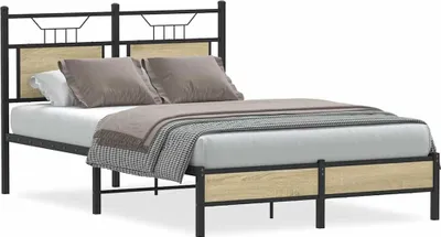 Produktbild von vidaXL Bettgestell ohne Matratze Sonoma-Eiche 120x200 cm Holzwerkstoff