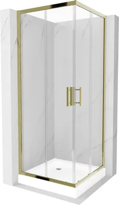 Zdjęcie produktu dla Mexen Rio kabina prysznicowa kwadratowa 80 x 80 cm, transparent, złota + brodzik Rio, biały - 860-080-080-50-00-4510