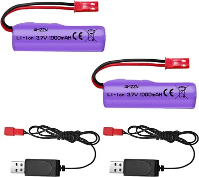 Immagine prodotto di YUNIQUE GREEN-CLEAN-POWER Batteria ricaricabile agli ioni di litio 3,7 V 1000 mAh JST-2P con caricabatterie USB, set da 2 pezzi