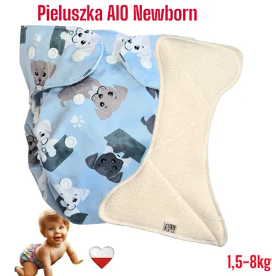 Produktbild von All-in-One-Waschwindeln für Neugeborene aus Bambus, BLUE DOGS NappiMe