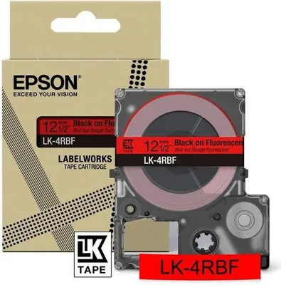 Immagine prodotto di Epson LabelWorks LK-4RBF - nero su rosso fluorescente - rotolo (1,2 cm x 5 m) 1 cassetta/e appesa/e - cassetta a nastro