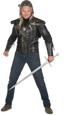 Produktbild von Kostium wiedźmina dla mężczyzn Geralt kostium na Halloween czarno-srebrny
