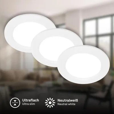 Produktbild von LED Einbaustrahler Set Deckenspot 3x 3W 330lm 4000K Ultra Flach 120mm Weiß