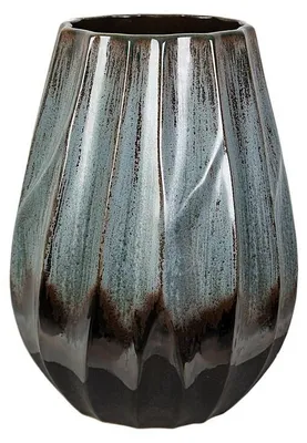 Immagine prodotto di Romimex Blu Nero Vaso per fiori in Vetroceramica blu/nero 23 x 28 x 23 cm