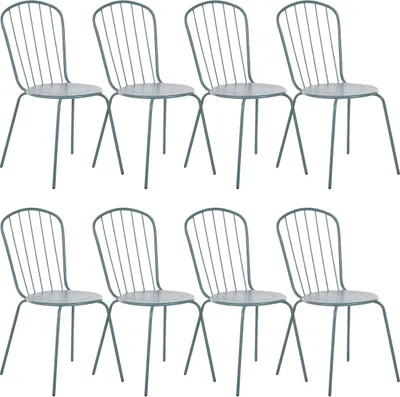 Produktbild von BELIANI Gartenstuhl 8er Set Hellblau Metall Modern-Optik Gartenmöbel Terrasse Garten Patio