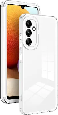 A clear plastic phone case is shown on a white background, with a Samsung Galaxy S23 FE phone inside.