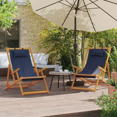 Produktbild von 2 klappbare Strandstühle, blau, Stoff, Gartenmöbel, 13kg