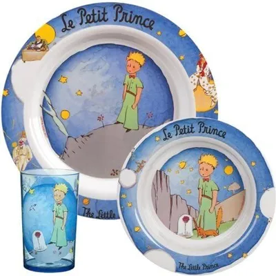 Produktbild von Der kleine PRINZ 3tlg. Geschirrset Melamin Frühstücksset Teller Tasse Müslischale Kindergeschirr Geschirr