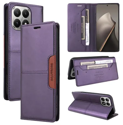 Produktbild von Handyhülle für Xiaomi 15T Hülle, Leder Flip Wallet Kartenfach Stand Schutzhülle Lila