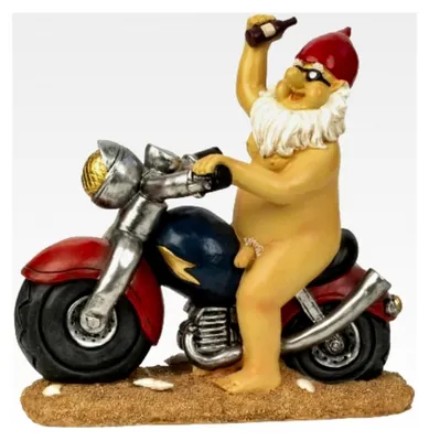 Produktbild von Gartenzwerg Nackter Zwerg auf Motorrad, Höhe ca. 32 cm