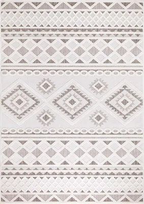 Produktbild von Teppich Outdoor Wetterfest - 280x380 cm - für Balkon, Terrasse, Flur, Küche - Ethno-Look in Creme