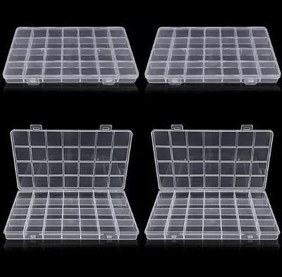 Imagen del producto de Cajas de almacenamiento de plástico, juego de 4 unidades, con 28 compartimentos, de 22 x 13 x 2 cm, para organizar