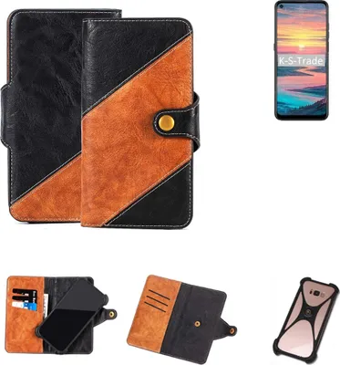 Produktbild von K-S-Trade Handyhülle Schutzhülle Bookstyle Case Wallet-Case kompatibel mit Oukitel K9 Pro Handy Cover Bumper Klapphülle schwarz hellbraun 1x