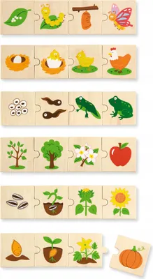Produktbild von Viga Toys - Holzpuzzle Wachsende Tiere und Pflanzen von Viga Toys