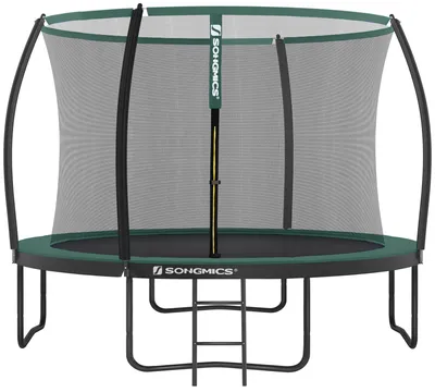 Produktbild von SONGMICS Trampolin Ø 305 cm mit Leiter + Netz + Stangen + Abdeckung sicher Fitnessgerät rundes Gartentrampolin schwarz