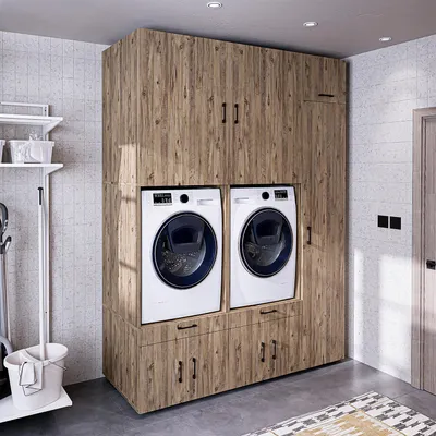 Produktbild von Roomart SERIE 3 Waschmaschinen-Überbauschrank 179 cm breit, Eiche