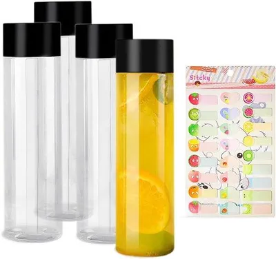 Zdjęcie produktu dla Przezroczyste plastikowe butelki do soków - przezroczyste - 500 ml - wielokrotnego użytku, do napojów - do użytku w domu i na zewnątrz