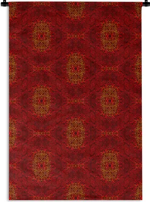 Produktbild von MuchoWow® Wandteppich Wandbehang Muster - Abstrakt - Rot 120x180 cm Tapisserie Dekoration Wandtuch - Schlafzimmer - Dekorationen für das Haus