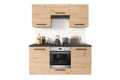 Produktbild von Küchenzeile – Küchenblock – Einbauküche – Komplettküche – Singleküche – Nexa – K23-G180 – 180 cm – Woodline Matt Ohne Arbeitsplatte & Elektrog