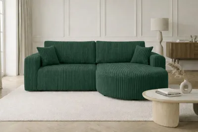 Produktbild von Kaiser Möbel Ecksofa mit Schlaffunktion, Cordstoff Tilia, Grün, Rechts, ROUND ONE