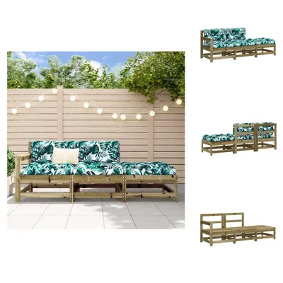 Immagine prodotto di vidaXL Set di 3 pezzi da giardino con cuscini in legno di pino impregnato - elementi per divani da giardino