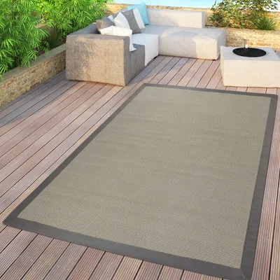Produktbild von TT Home Flachgewebter In- & Outdoor Teppich Einfarbig Uni Natürlicher Look Creme Modern Größe 120x170 cm