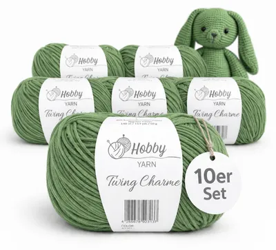 Produktbild von Hobby YARN - Twiny Charme 10er Set - Baumwolle 50g je Garn, Baumwolle, weiches Mischgarn, zum Häkeln & Stricken 327 - Meadow Green