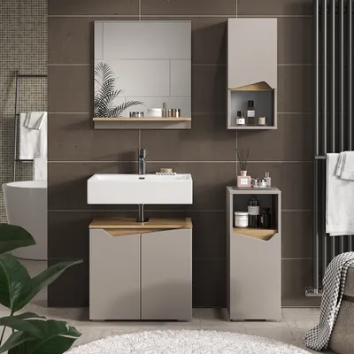 Obrázok produktu pre Kombinácia kúpeľňového nábytku Vicco Marelle Greige 4 diely, Model 47699