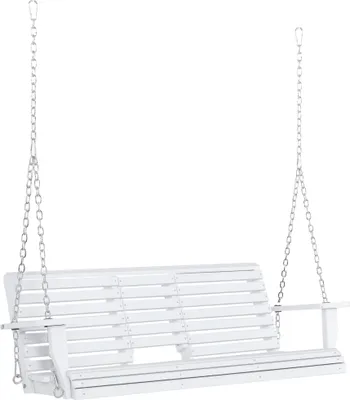 Produktbild von Outsunny Hängebank 2-3 Sitzer Tannenholz 150 x 75 x 53 cm Weiß