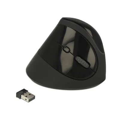 Produktbild von MAUS ergonomisch vertikal optisch 5-Tasten 2,4 GHz wireless Rechtshänder USB-A Delock schwarz