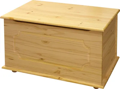 Produktbild von Möbilia Truhe mit massiver Holzklappe | Kiefer-Holz | naturfarben lackiert | B 89 x T 47 x H 43 cm | 19020070 | Serie TRUHE