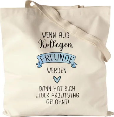 Produktbild von Wenn Aus Kollegen Freunde Werden Jutebeutel Stoffbeutel Canvas Lieblingskollegin Büro-Beutel Kollegin Geschenk