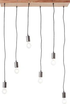 Produktbild von Hängelampe, 125 x 80 x 25 cm, 6 x E27, max. 40 W, kürzbar, Metall/Holz