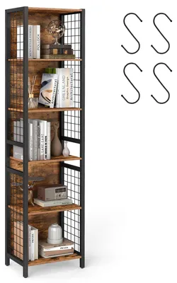 Productafbeelding van VASAGLE boekenrek, kantoorkast, keukenrek, vrijstaand rek met 6 planken, voorzien van 4 S-haken