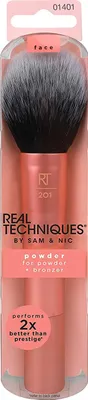Produktbild von Real Techniques Powder Brush, Puderbürste, Abgerundet, Flauschig, Synthetisch, Schwarz, Pink, Frauen