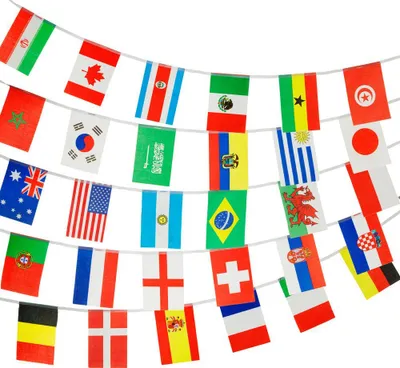 Produktbild von PHENO FLAGS Flaggenkette 10 Meter Girlande Fahnenkette Wimpelkette Deko Fan
