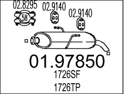 Produktbild von MTS 01.97850 Endschalldämpfer passend für PEUGEOT 206 Schrägheck (2A/C) Auspuff