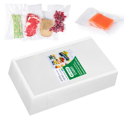 Productafbeelding van Vinabo vacuümzakken voor voedsel, 100 stuks, 20 x 30 cm, geschikt voor vacuümkoken en het n van voedsel, gestructureerde vacuümzakken