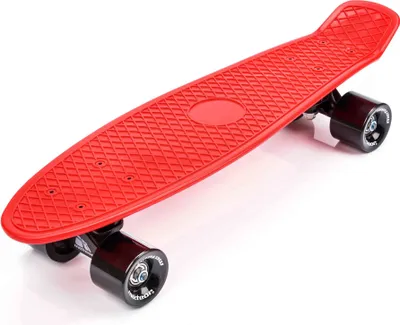 Produktbild von Skateboard Complete 22" Mini Cruiser Board Retro Complete Board for Beginners Kids Teens Adults, 56x15cm Meteor Red/Black/Black