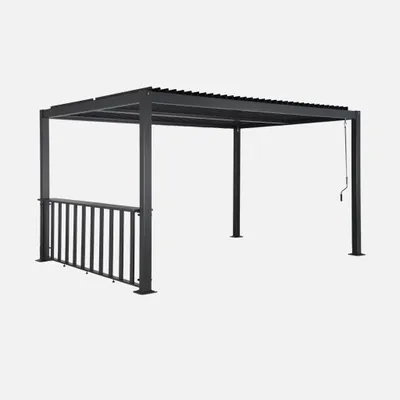 Immagine prodotto di Pergola bioclimatica 3x4m in alluminio e acciaio + bar 3m, Antracite