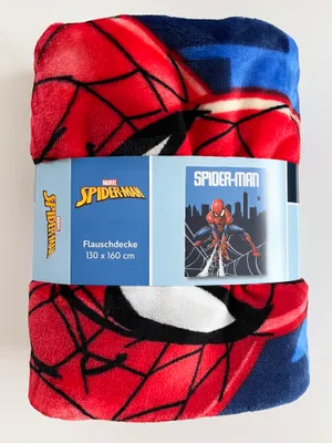 Produktbild von Marvel Spiderman Flanell Flauschdecke, Kuscheldecke 130 x 160 cm, blau
