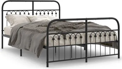 Productafbeelding van Maison Exclusive - Bedframe met hoofdeinde en voeteneinde, zwart metaal, 137x190 cm