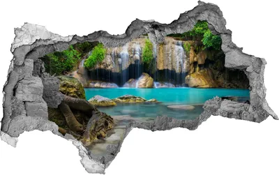 Produktbild von Selbstklebender Loch-3D-Aufkleber 95x73 cm Wasserfall im Wald