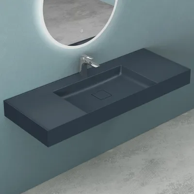 Produktbild von Mai & Mai Waschbecken Aufsatzwaschbecken H?ngewaschbecken matt Anthrazit inkl. Ablaufgarnitur Mineralguss Waschplatz Breite: 120cm-M Colossum630