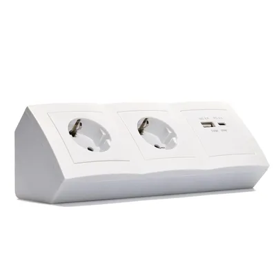 Produktbild von McPower Flair Steckdosenblock 2-fach Schutzkontakt, 1x USB-C, 1x USB-A, Quick Charge, weiß
