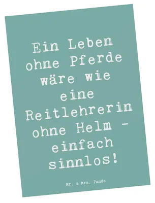 Produktbild von Mr. & Mrs. Panda Grußkarte Spruch Reitlehrerin ohne Pferd - Meeresbrise - Geschenk, Berufe, Reitlehrer, Postkarten, Leidenschaft für Pferde, Geschenke Berufstätige, Beruf